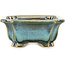 Maceta rectangular para bonsái azul y verde de Shouzan - 120 x 103 x 45 mm