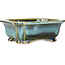 Vaso bonsai rettangolare blu e verde di Shouzan - 120 x 103 x 45 mm