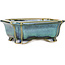 Rechteckiger blauer und grüner Bonsai-Topf von Shouzan - 120 x 103 x 45 mm
