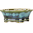 Pot à bonsaï Mokko bleu et vert de Shouzan - 133 x 113 x 48 mm