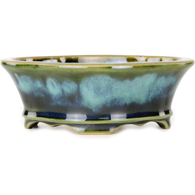 Vaso bonsai Mokko blu e verde di Shouzan - 133 x 113 x 48 mm