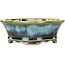 Mokko blue and green bonsai pot by Shouzan - 133 x 113 x 48 mm