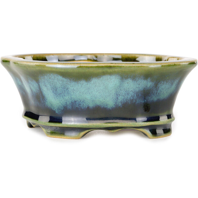 Vaso bonsai Mokko blu e verde di Shouzan - 133 x 113 x 48 mm