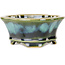 Mokko blue and green bonsai pot by Shouzan - 133 x 113 x 48 mm