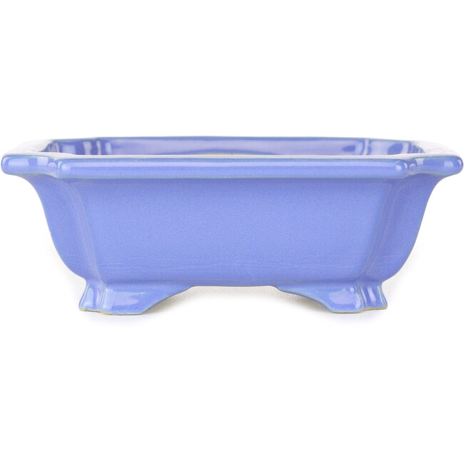 Rechthoekige blauwe bonsaipot van Shouzan - 127 x 103 x 47 mm