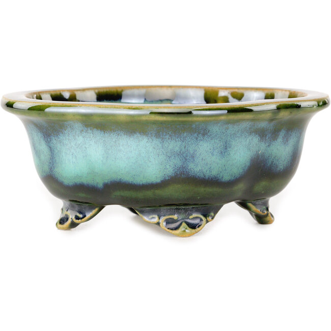 Vaso bonsai Mokko blu e verde di Shouzan - 123 x 105 x 52 mm