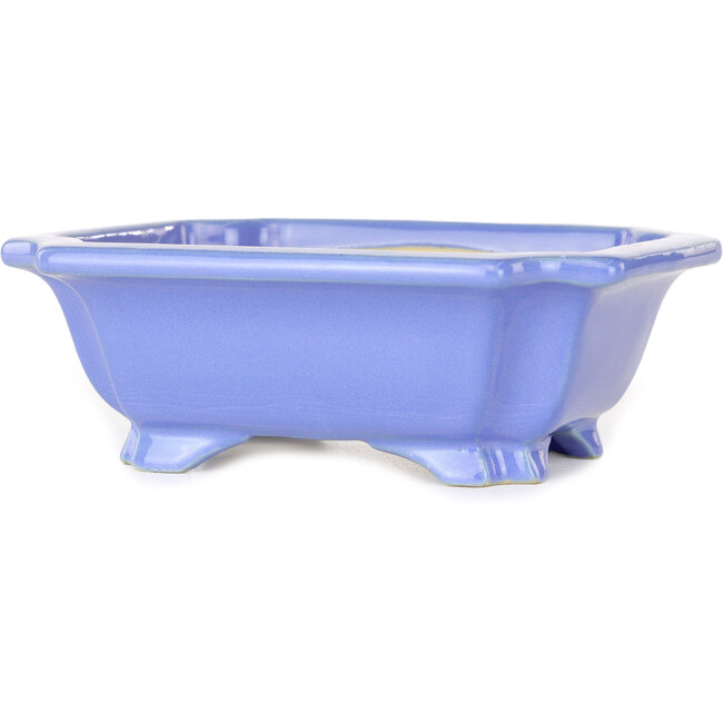 Rectangular blue bonsai pot by Shouzan - 127 x 103 x 47 mm