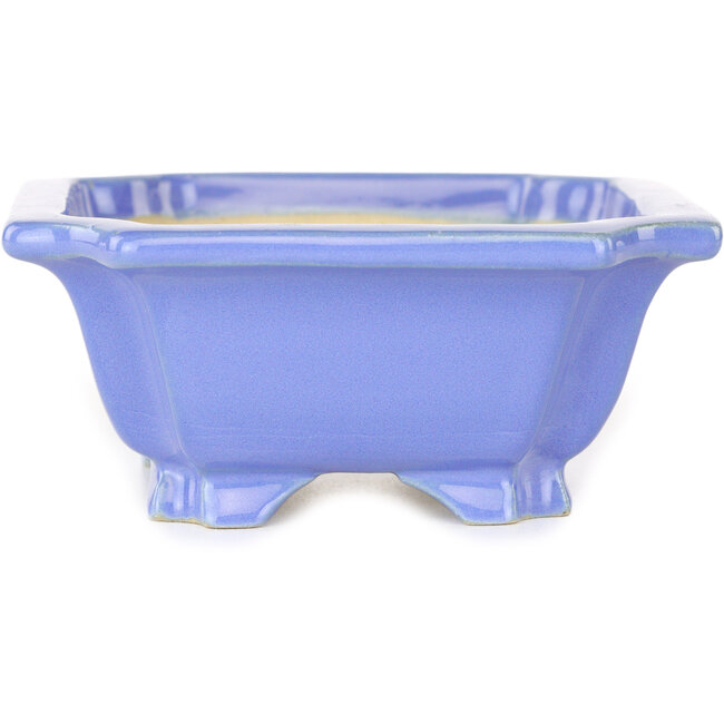 Pot à bonsaï rectangulaire bleu de Shouzan - 127 x 103 x 47 mm