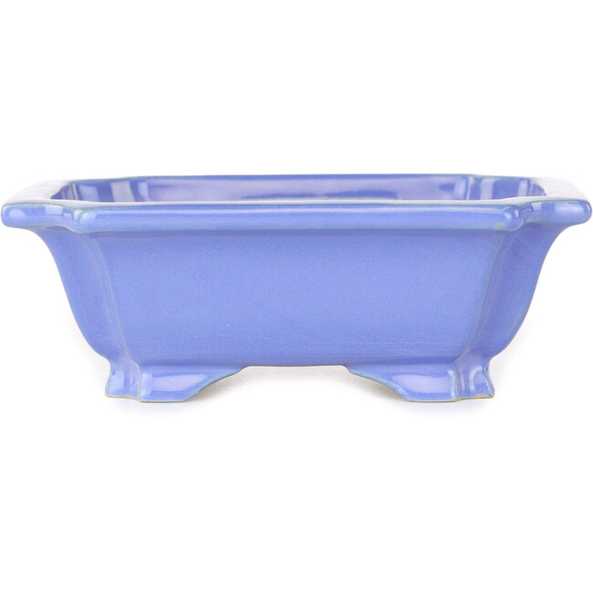 Rectangular blue bonsai pot by Shouzan - 127 x 103 x 47 mm