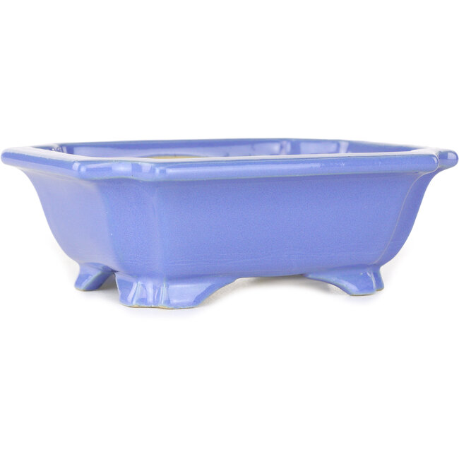 Rechthoekige blauwe bonsaipot van Shouzan - 127 x 103 x 47 mm