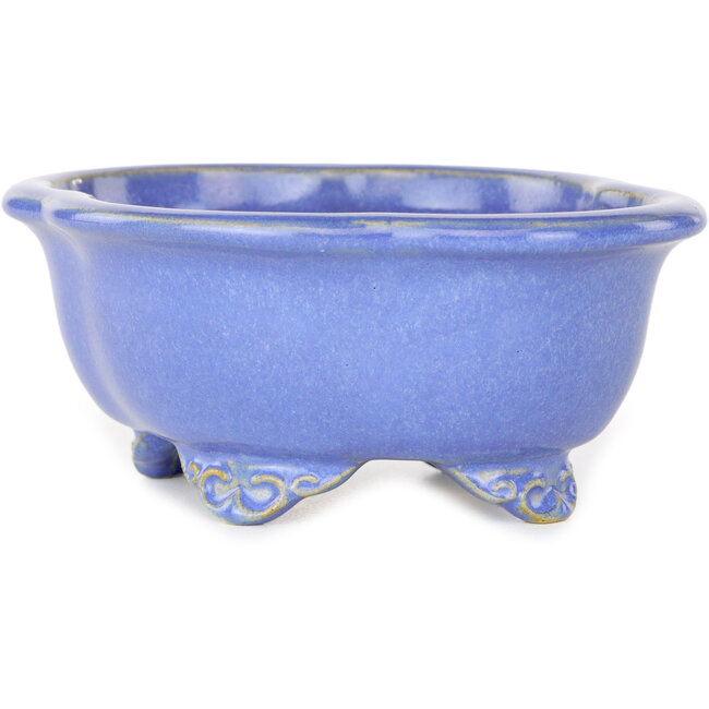 Mokko blauwe bonsaipot van Shouzan - 123 x 105 x 52 mm