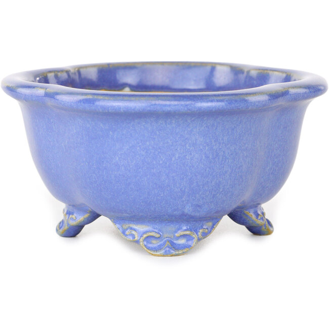 Mokko blauwe bonsaipot van Shouzan - 123 x 105 x 52 mm