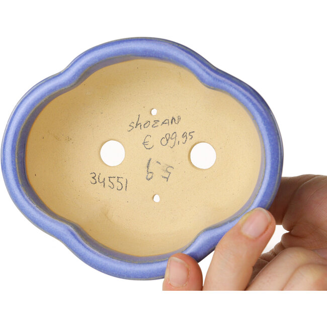 Maceta para bonsái azul Mokko de Shouzan - 123 x 105 x 52 mm