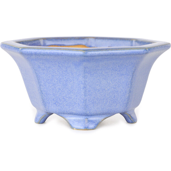 Octagonal blue bonsai pot by Shouzan - 110 x 110 x 60 mm