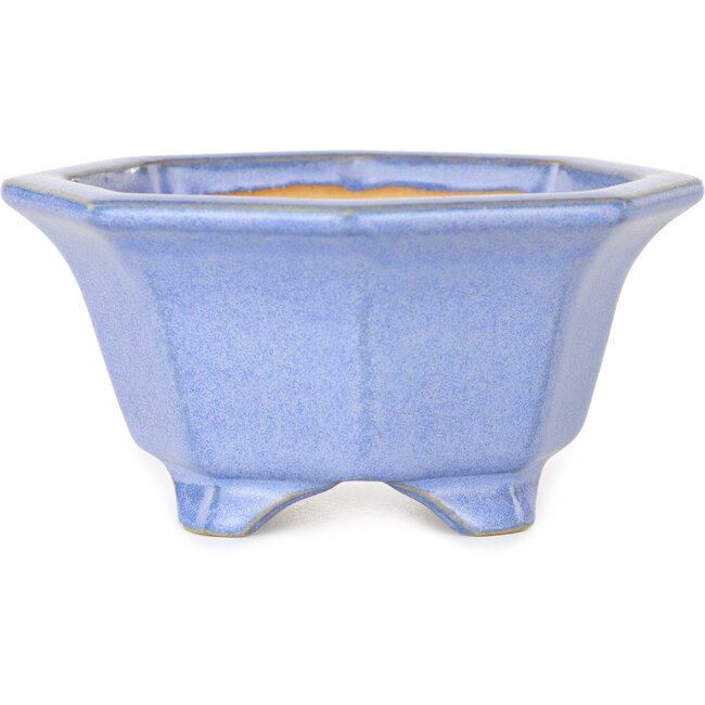 Achthoekige blauwe bonsaipot van Shouzan - 110 x 110 x 60 mm