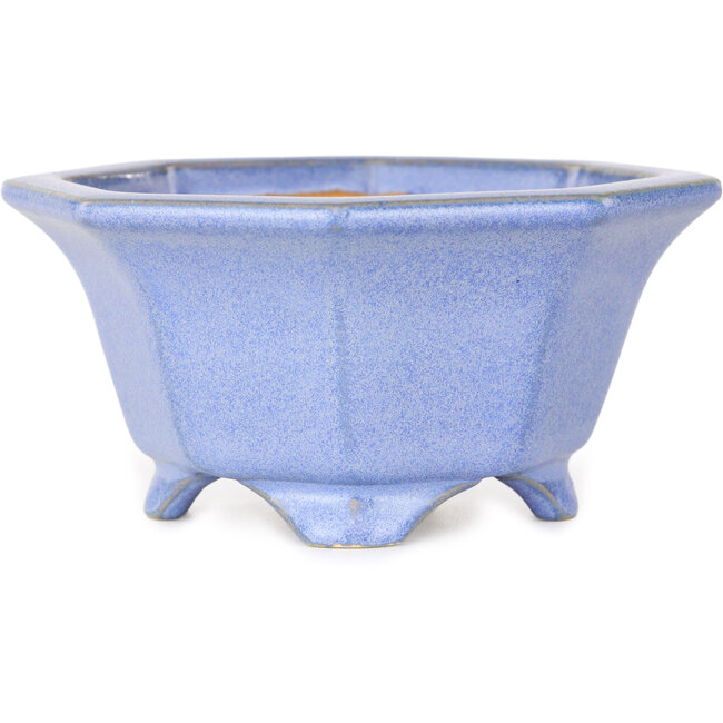 Octagonal blue bonsai pot by Shouzan - 110 x 110 x 60 mm