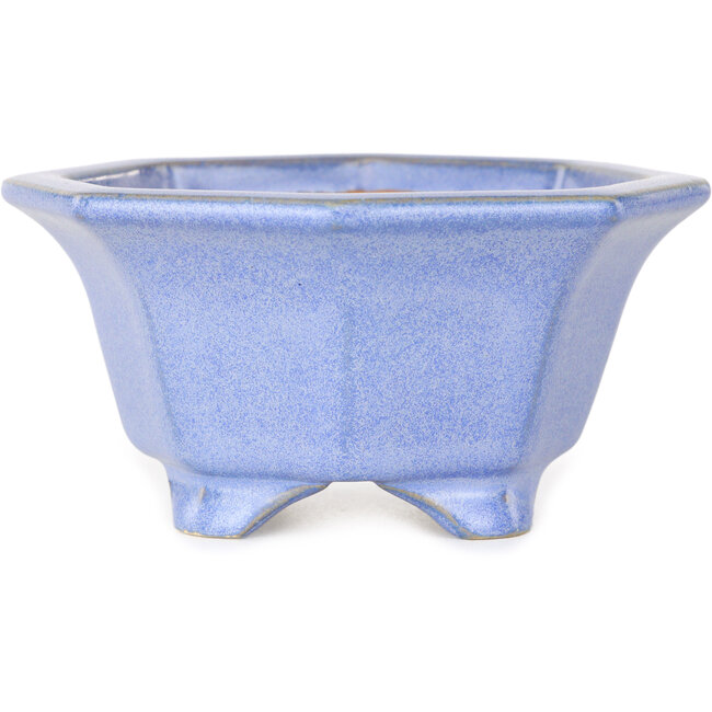 Octagonal blue bonsai pot by Shouzan - 110 x 110 x 60 mm