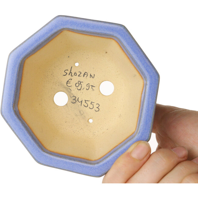 Vaso ottagonale blu per bonsai di Shouzan - 110 x 110 x 60 mm