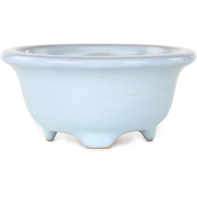 Ronde lichtblauwe bonsaipot van Shouzan - 113 x 113 x 53 mm