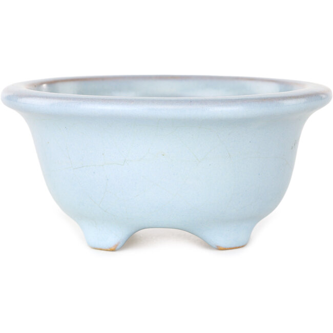 Ronde lichtblauwe bonsaipot van Shouzan - 113 x 113 x 53 mm