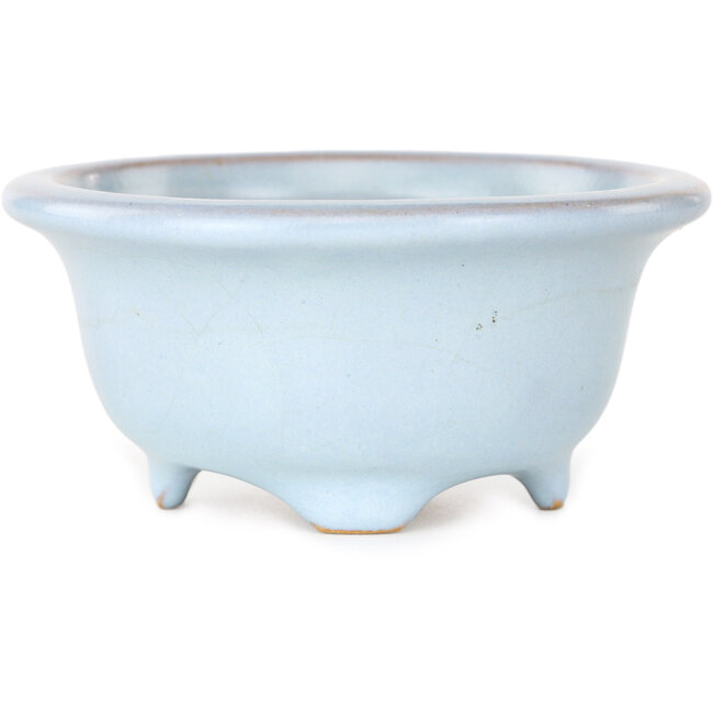 Ronde lichtblauwe bonsaipot van Shouzan - 113 x 113 x 53 mm