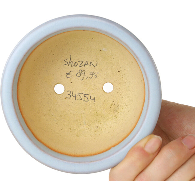 Round light blue bonsai pot by Shouzan - 113 x 113 x 53 mm