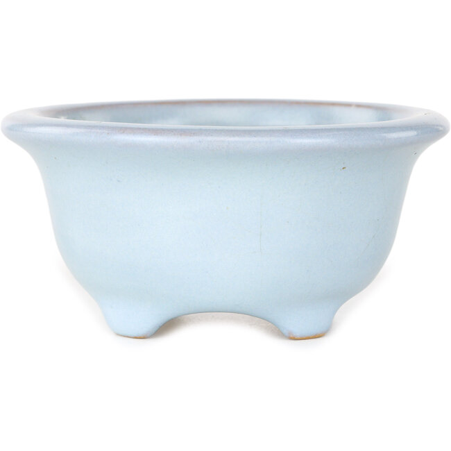 Round light blue bonsai pot by Shouzan - 113 x 113 x 53 mm