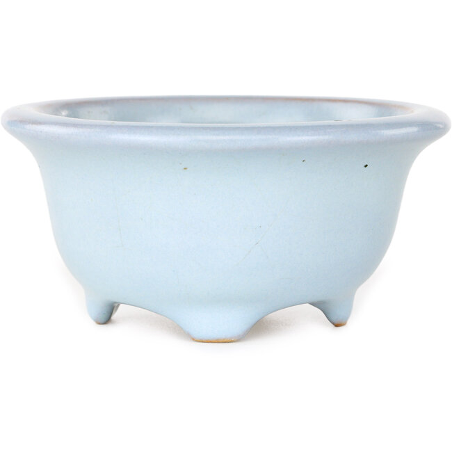 Round light blue bonsai pot by Shouzan - 113 x 113 x 53 mm