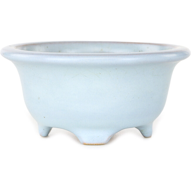 Round light blue bonsai pot by Shouzan - 113 x 113 x 53 mm