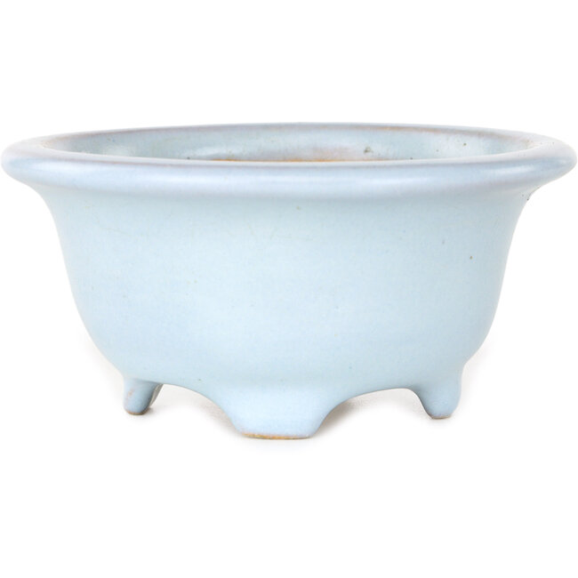 Ronde lichtblauwe bonsaipot van Shouzan - 113 x 113 x 53 mm