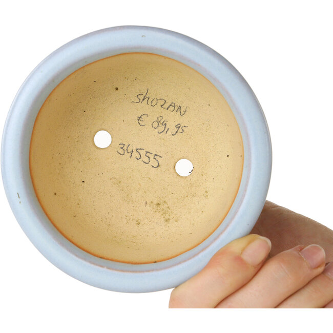 Ronde lichtblauwe bonsaipot van Shouzan - 113 x 113 x 53 mm