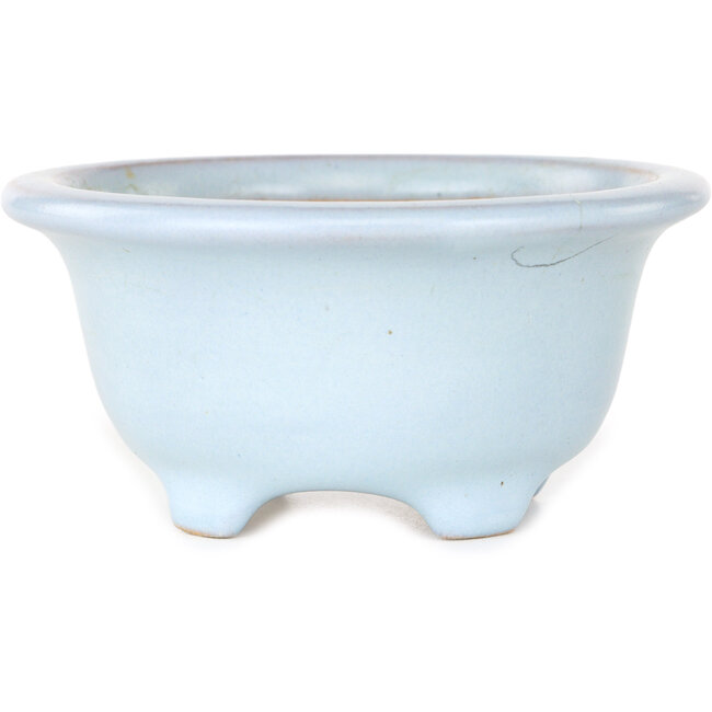 Round light blue bonsai pot by Shouzan - 113 x 113 x 53 mm