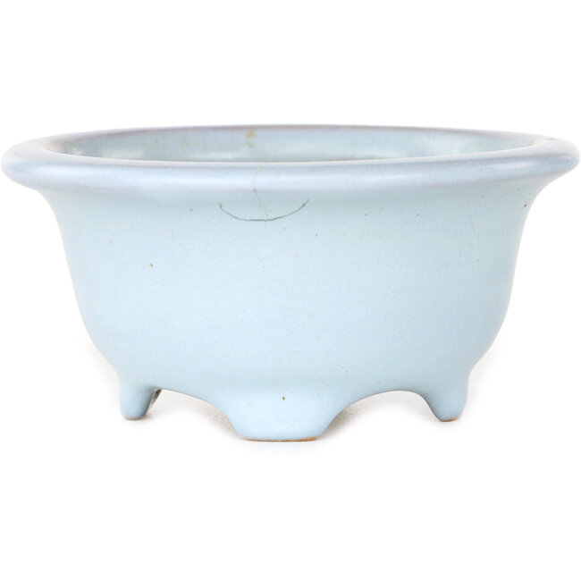 Ronde lichtblauwe bonsaipot van Shouzan - 113 x 113 x 53 mm