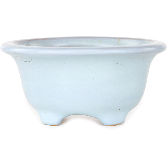 Ronde lichtblauwe bonsaipot van Shouzan - 113 x 113 x 53 mm