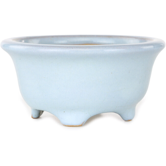 Vaso bonsai rotondo azzurro chiaro di Shouzan - 113 x 113 x 53 mm