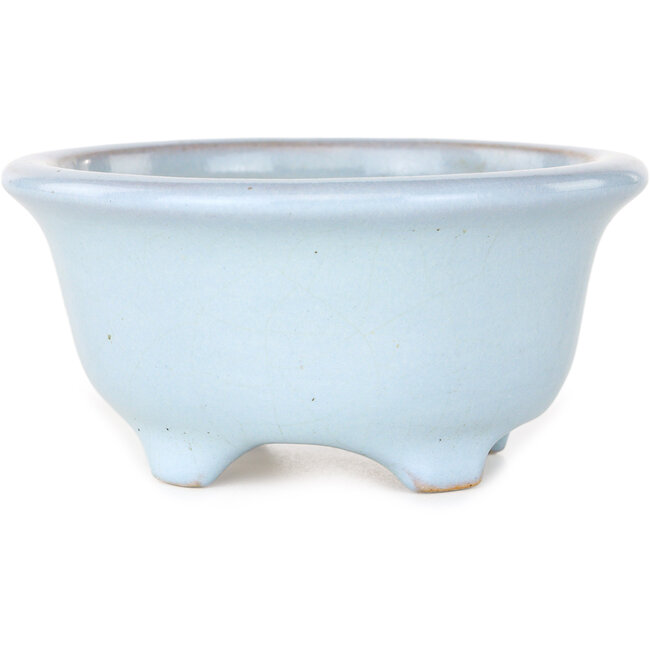 Ronde lichtblauwe bonsaipot van Shouzan - 113 x 113 x 53 mm