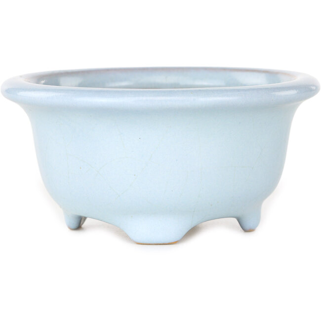 Round light blue bonsai pot by Shouzan - 113 x 113 x 53 mm