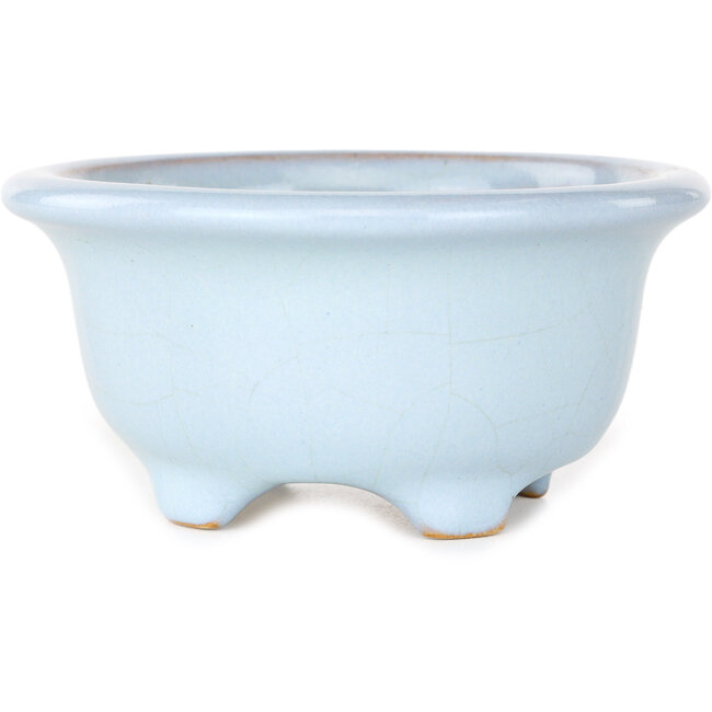 Vaso bonsai rotondo azzurro chiaro di Shouzan - 113 x 113 x 53 mm