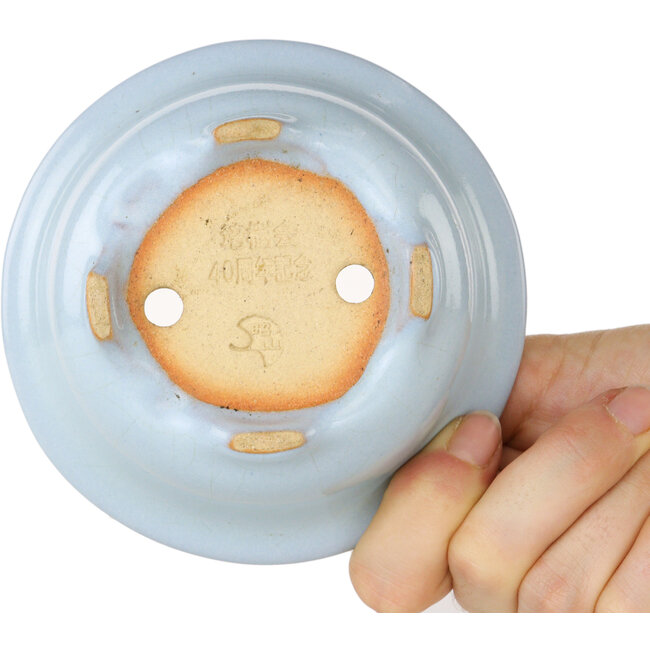 Maceta redonda azul claro para bonsái de Shouzan - 113 x 113 x 53 mm