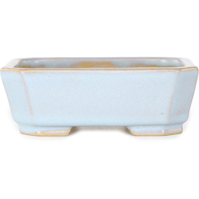Rectangular light blue bonsai pot by Shouzan - 118 x 97 x 42 mm