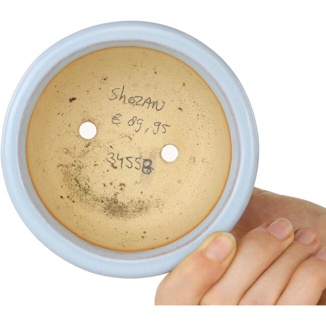 Vaso bonsai rotondo azzurro chiaro di Shouzan - 113 x 113 x 53 mm