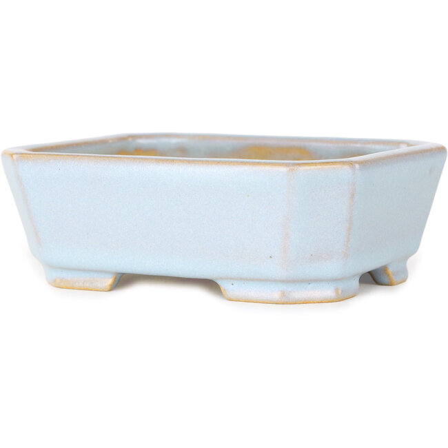 Pot à bonsaï rectangulaire bleu clair de Shouzan - 118 x 97 x 42 mm
