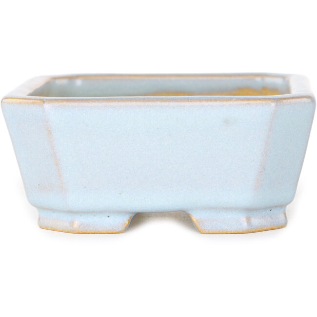 Rectangular light blue bonsai pot by Shouzan - 118 x 97 x 42 mm