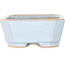Rectangular light blue bonsai pot by Shouzan - 118 x 97 x 42 mm