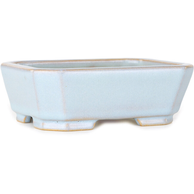 Pot à bonsaï rectangulaire bleu clair de Shouzan - 118 x 97 x 42 mm