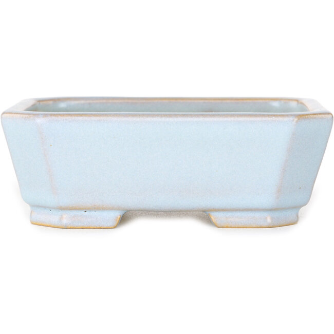 Rectangular light blue bonsai pot by Shouzan - 118 x 97 x 42 mm