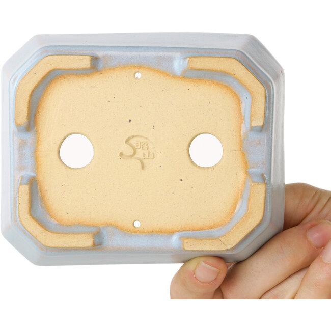 Pot à bonsaï rectangulaire bleu clair de Shouzan - 118 x 97 x 42 mm