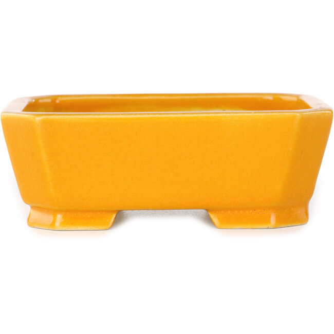 Rectangular orange bonsai pot by Shouzan - 118 x 97 x 42 mm