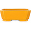 Rectangular orange bonsai pot by Shouzan - 118 x 97 x 42 mm