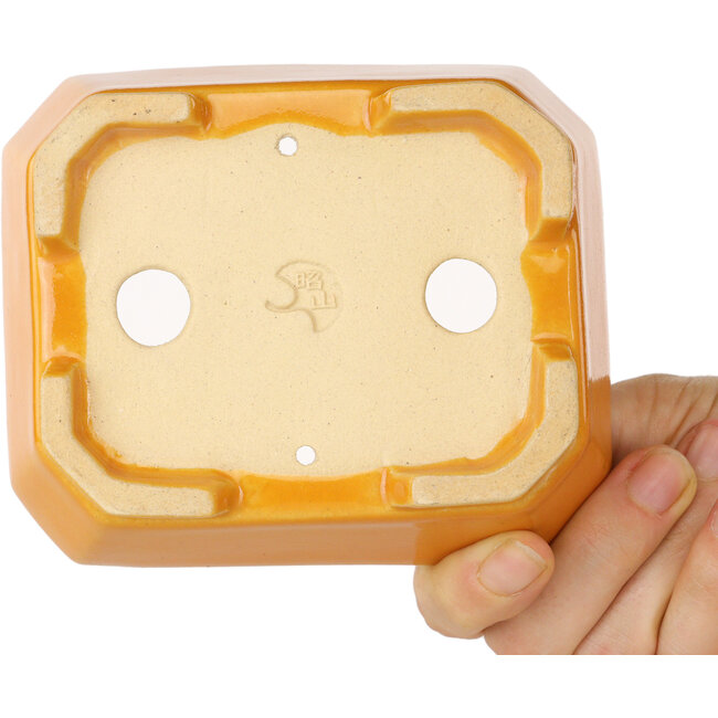 Rechthoekige oranje bonsaipot van Shouzan - 118 x 97 x 42 mm